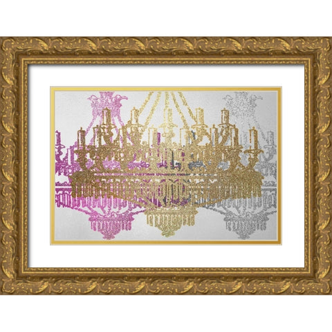 Chandelier Trio Gold Ornate Wood Framed Art Print with Double Matting by Allen, Kimberly