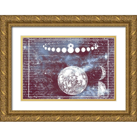 The Moon Chart Gold Ornate Wood Framed Art Print with Double Matting by Allen, Kimberly