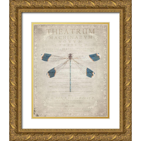 Dragonfly Book 1 Gold Ornate Wood Framed Art Print with Double Matting by Allen, Kimberly