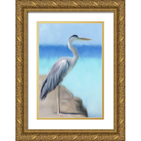 Sea Heron Gold Ornate Wood Framed Art Print with Double Matting by Allen, Kimberly