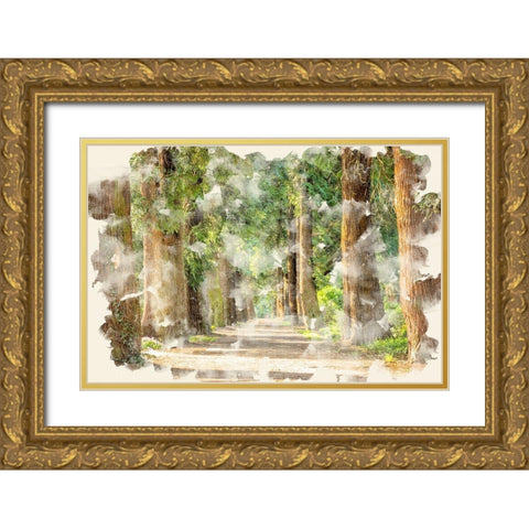 Tree Avenue Gold Ornate Wood Framed Art Print with Double Matting by Allen, Kimberly