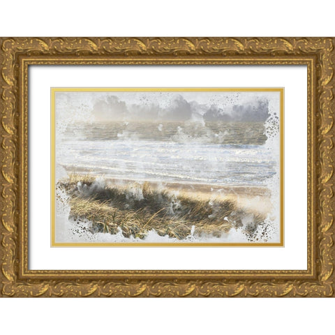 Beach Wave Gold Ornate Wood Framed Art Print with Double Matting by Allen, Kimberly