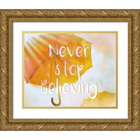 Never Stop Gold Ornate Wood Framed Art Print with Double Matting by Allen, Kimberly