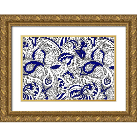 Gorgeous Blue Gold Ornate Wood Framed Art Print with Double Matting by Allen, Kimberly
