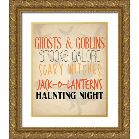 Ghost and Goblins Gold Ornate Wood Framed Art Print with Double Matting by Allen, Kimberly