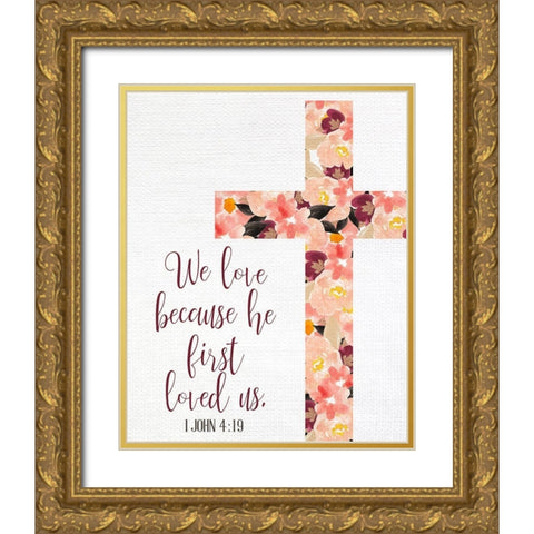 We Love Gold Ornate Wood Framed Art Print with Double Matting by Allen, Kimberly
