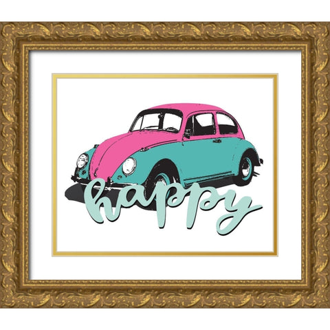 Happy 1 Gold Ornate Wood Framed Art Print with Double Matting by Allen, Kimberly