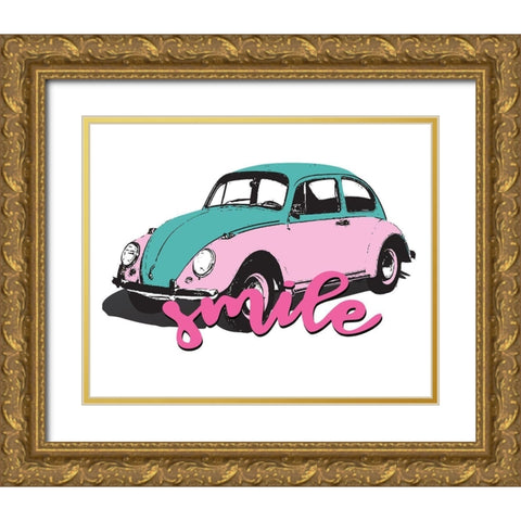 Happy 2 Gold Ornate Wood Framed Art Print with Double Matting by Allen, Kimberly