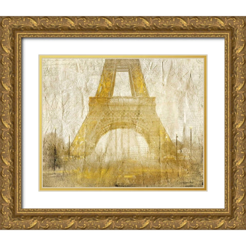 Eiffel Tower Gold Gold Ornate Wood Framed Art Print with Double Matting by Allen, Kimberly