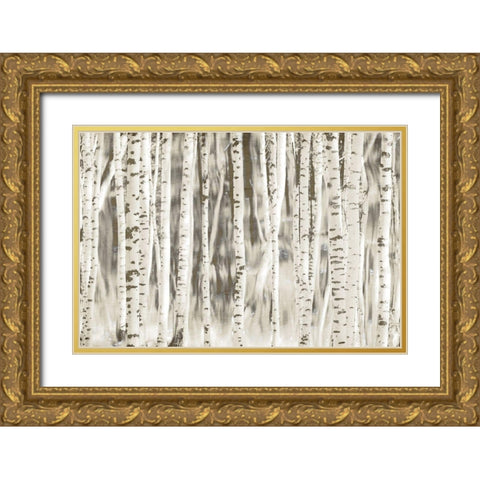 Birches Gold Ornate Wood Framed Art Print with Double Matting by Allen, Kimberly