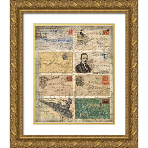 Vintage Envelopes Gold Ornate Wood Framed Art Print with Double Matting by Allen, Kimberly
