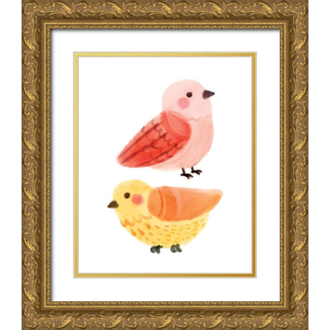 Chirp 1 Gold Ornate Wood Framed Art Print with Double Matting by Allen, Kimberly