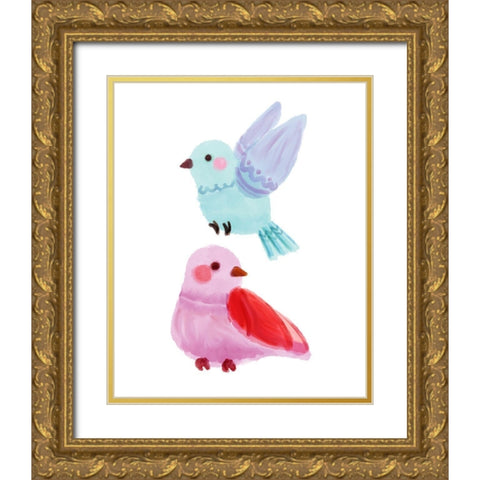 Chirp 3 Gold Ornate Wood Framed Art Print with Double Matting by Allen, Kimberly
