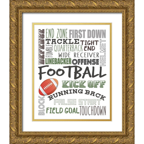 Football Gold Ornate Wood Framed Art Print with Double Matting by Allen, Kimberly