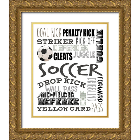 Soccer V2 Gold Ornate Wood Framed Art Print with Double Matting by Allen, Kimberly