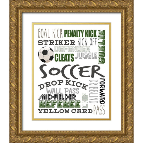 Soccer Gold Ornate Wood Framed Art Print with Double Matting by Allen, Kimberly