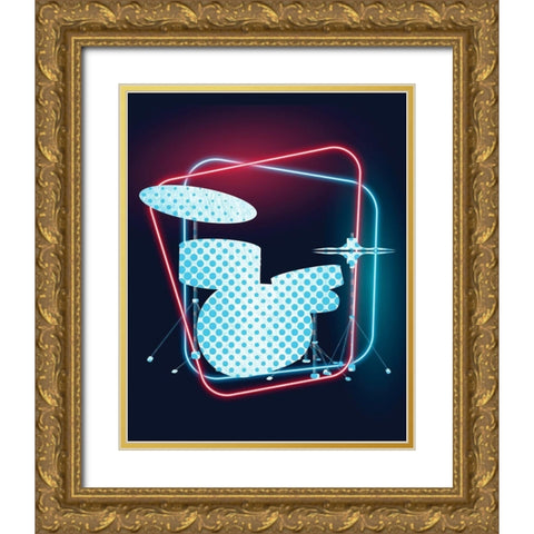 Neon Music 2 Gold Ornate Wood Framed Art Print with Double Matting by Allen, Kimberly