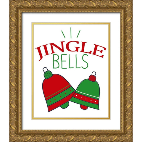 Jingle Bells Gold Ornate Wood Framed Art Print with Double Matting by Allen, Kimberly