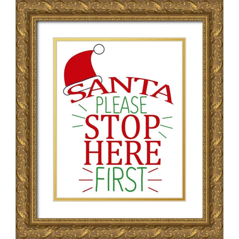 Santa Please Gold Ornate Wood Framed Art Print with Double Matting by Allen, Kimberly