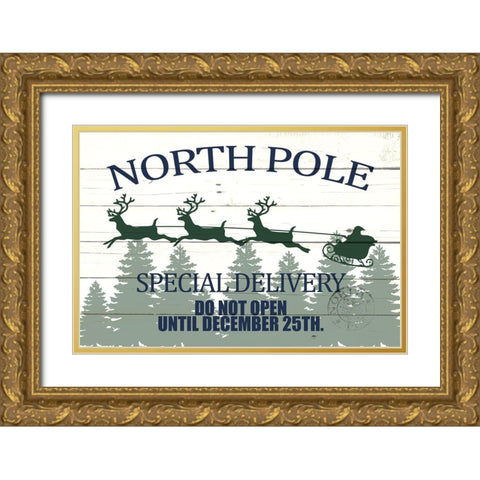 North Pole Special Delivery Gold Ornate Wood Framed Art Print with Double Matting by Allen, Kimberly