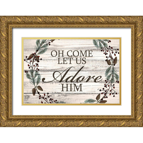 Let Us Gold Ornate Wood Framed Art Print with Double Matting by Allen, Kimberly