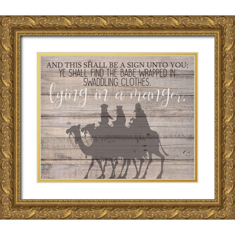 Lying in a Manger Gold Ornate Wood Framed Art Print with Double Matting by Allen, Kimberly