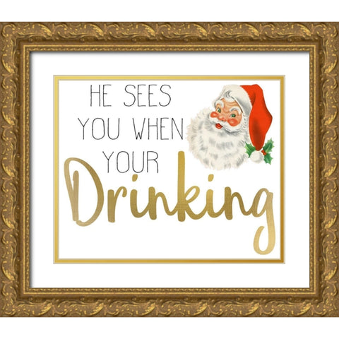 Christmas Cheer 4 Gold Ornate Wood Framed Art Print with Double Matting by Allen, Kimberly