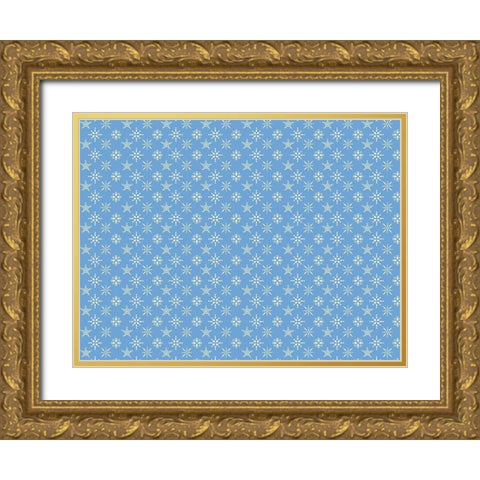 Blue Snowflakes Gold Ornate Wood Framed Art Print with Double Matting by Allen, Kimberly