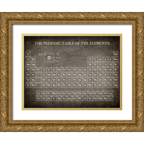 Periodic Table Gold Ornate Wood Framed Art Print with Double Matting by Allen, Kimberly