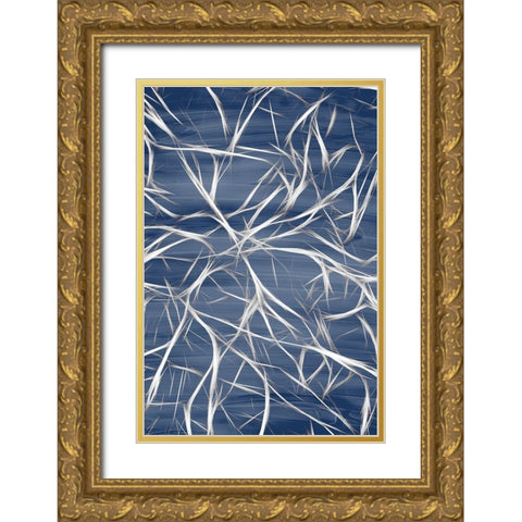 Branching Blue 2 Gold Ornate Wood Framed Art Print with Double Matting by Allen, Kimberly