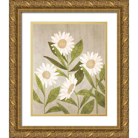 Daisies 1 Gold Ornate Wood Framed Art Print with Double Matting by Allen, Kimberly