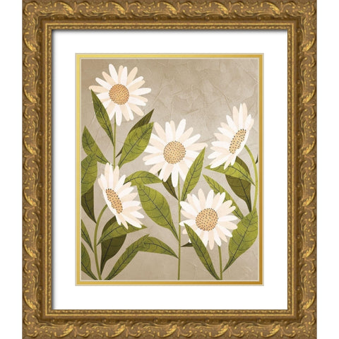 Daisies 2 Gold Ornate Wood Framed Art Print with Double Matting by Allen, Kimberly