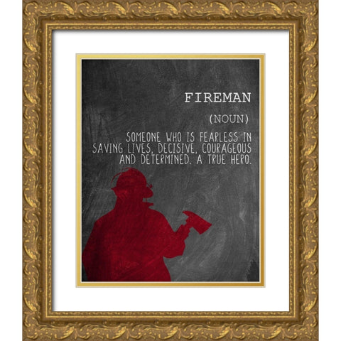 A Fireman Gold Ornate Wood Framed Art Print with Double Matting by Allen, Kimberly