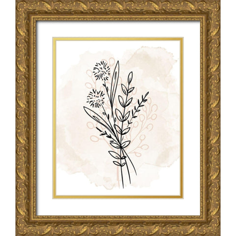 Floral Sketch 1 Gold Ornate Wood Framed Art Print with Double Matting by Allen, Kimberly