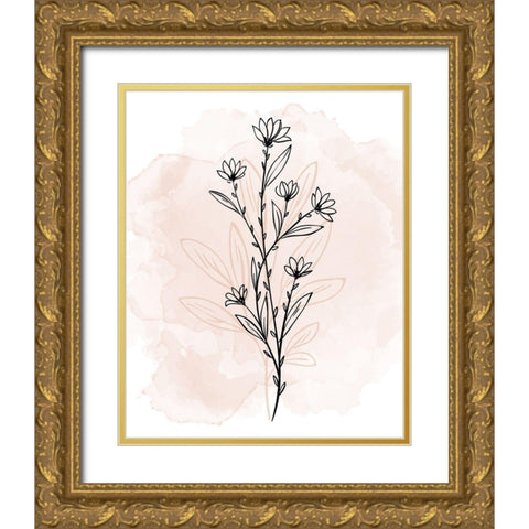 Floral Sketch 2 v2 Gold Ornate Wood Framed Art Print with Double Matting by Allen, Kimberly
