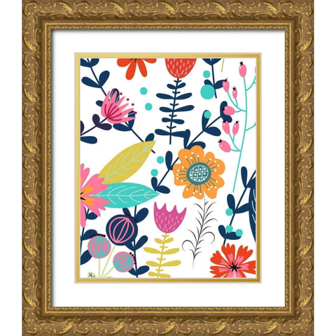 Colorful Floral 2 Gold Ornate Wood Framed Art Print with Double Matting by Allen, Kimberly