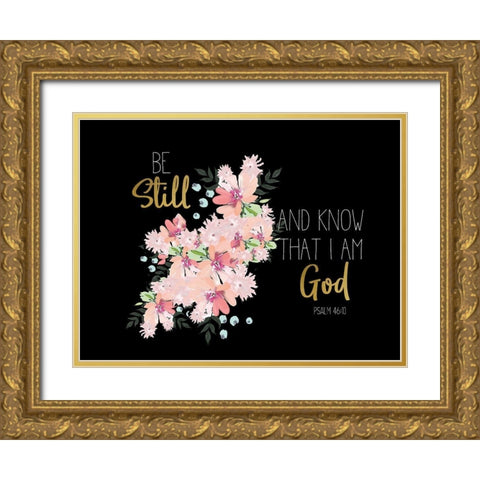 Be Still Pink Gold Ornate Wood Framed Art Print with Double Matting by Allen, Kimberly