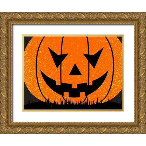 Jack O Lantern Gold Ornate Wood Framed Art Print with Double Matting by Allen, Kimberly