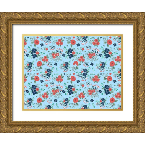Floral Fun 2 Gold Ornate Wood Framed Art Print with Double Matting by Allen, Kimberly