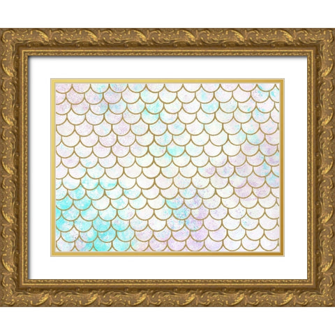 Mermaid Scales Gold Ornate Wood Framed Art Print with Double Matting by Allen, Kimberly