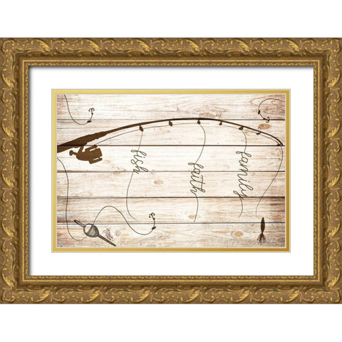 Family Faith Fish Gold Ornate Wood Framed Art Print with Double Matting by Allen, Kimberly