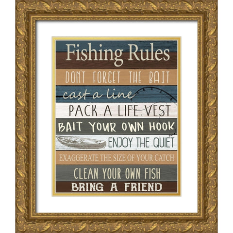 Fishing v2 Gold Ornate Wood Framed Art Print with Double Matting by Allen, Kimberly