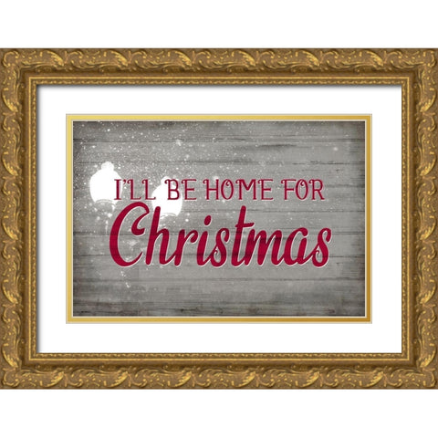 Home for Christmas Gold Ornate Wood Framed Art Print with Double Matting by Allen, Kimberly