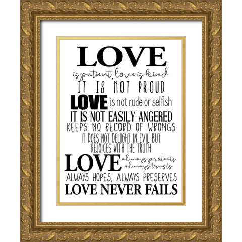 Love Is BW Gold Ornate Wood Framed Art Print with Double Matting by Allen, Kimberly