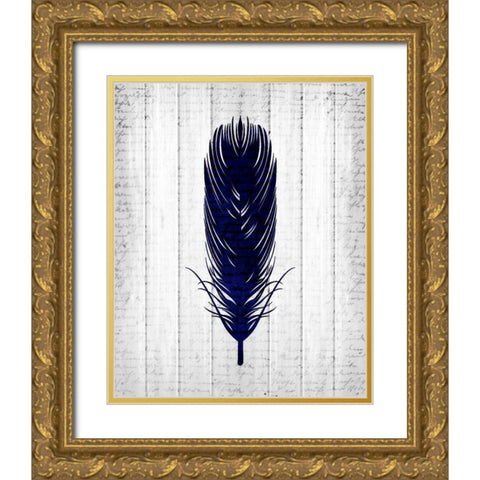Feathered 1 Gold Ornate Wood Framed Art Print with Double Matting by Allen, Kimberly