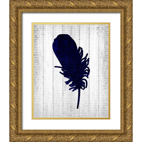 Feathered 2 Gold Ornate Wood Framed Art Print with Double Matting by Allen, Kimberly