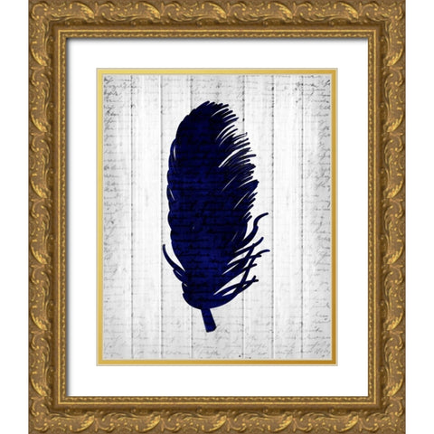 Feathered 3 Gold Ornate Wood Framed Art Print with Double Matting by Allen, Kimberly