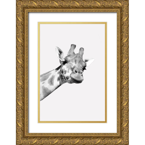 Quirky Giraffes 1 Gold Ornate Wood Framed Art Print with Double Matting by Allen, Kimberly