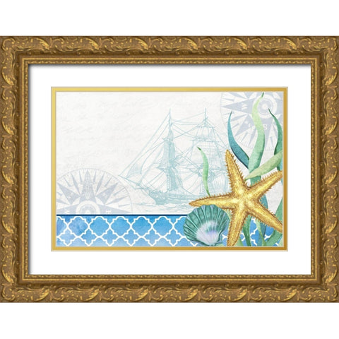 Bayside 5 Gold Ornate Wood Framed Art Print with Double Matting by Allen, Kimberly