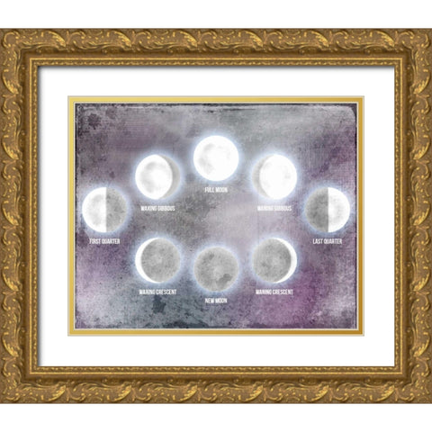 Phases of the Moon Gold Ornate Wood Framed Art Print with Double Matting by Allen, Kimberly